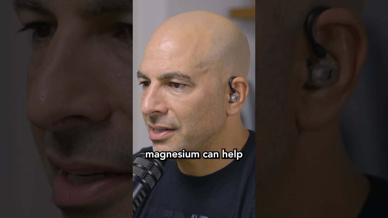 A person speaking into a microphone with text overlay reading "magnesium can help.